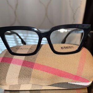 Burberry Black Rectangular Acetate Glasses